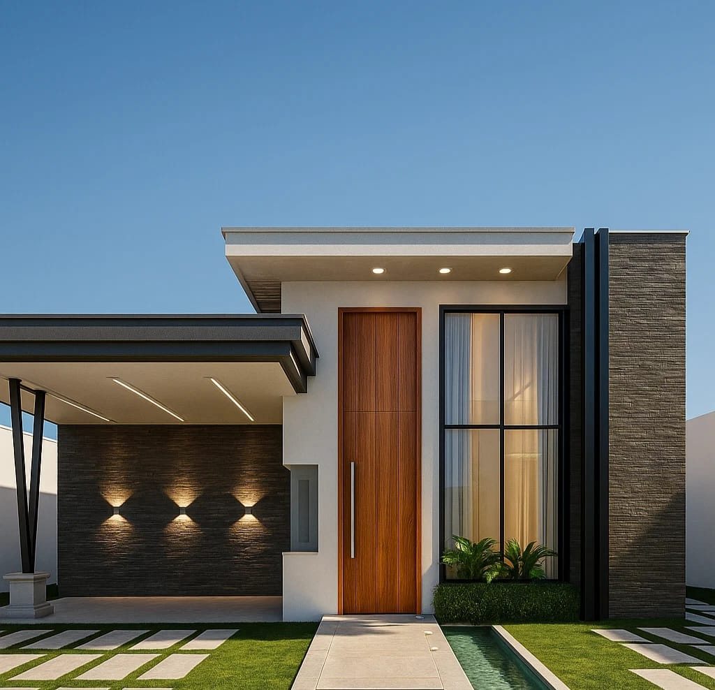 Fachada de casa projetada pela Barros Engenharia